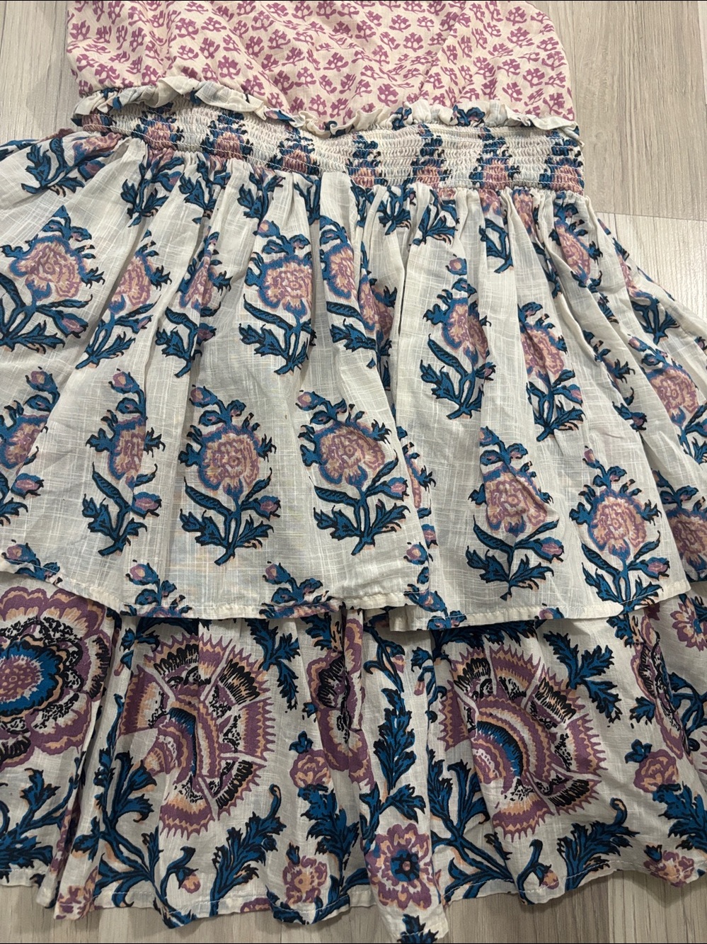 Anthropologie Celandine Straight Neck Tiered Block Print Mini Dress Size S Dres - Picture 9 of 16
